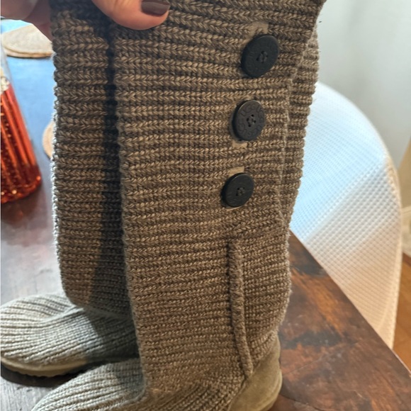 Gray Knit Button-Up Boots - Picture 1 of 4